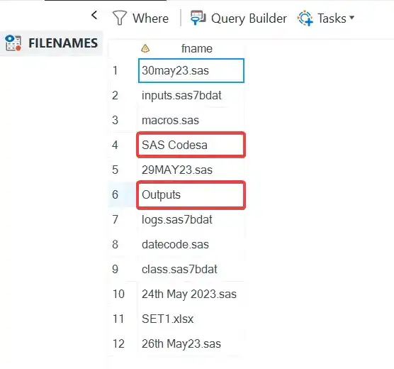 List all files recursively in SAS
