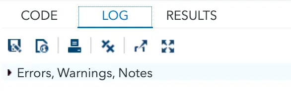 SAS on demand for Academics - Complete Guide for using SAS on the cloud. 10 Icons in the Log Tab