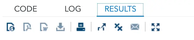 Icons in the Results tab