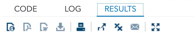 SAS on demand for Academics - Complete Guide for using SAS on the cloud. 11 Icons in the Results tab