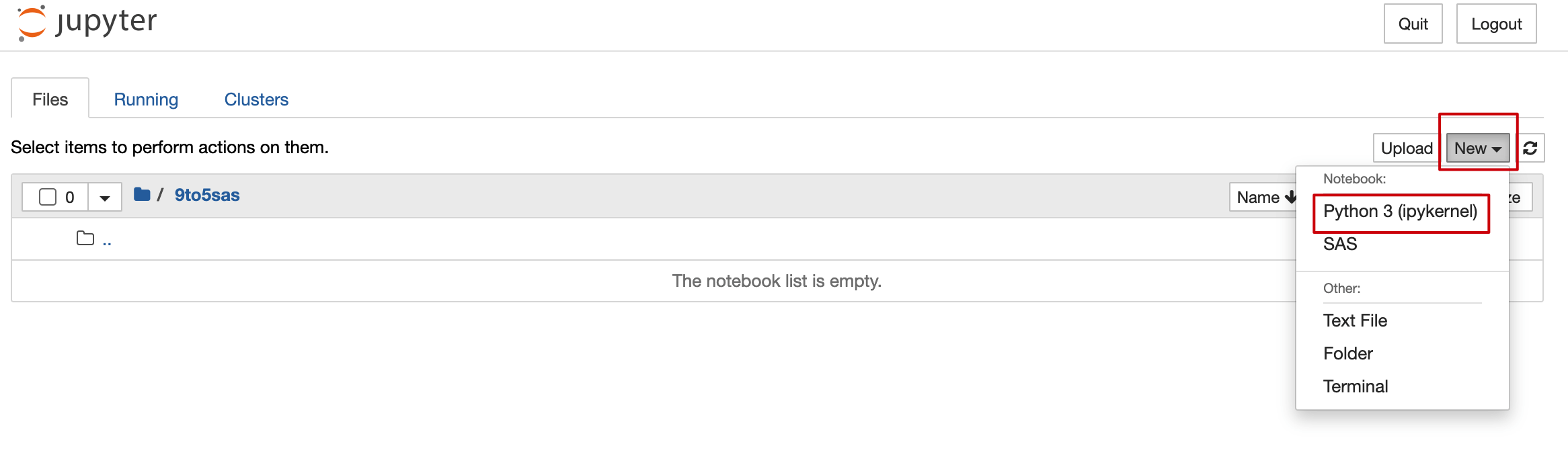 Jupyter Notebook Tutorial: A Comprehensive Guide for Data Scientists 19 Screenshot of Jupyter dashboard highlighting the 'New' button for creating Jupyter notebooks.